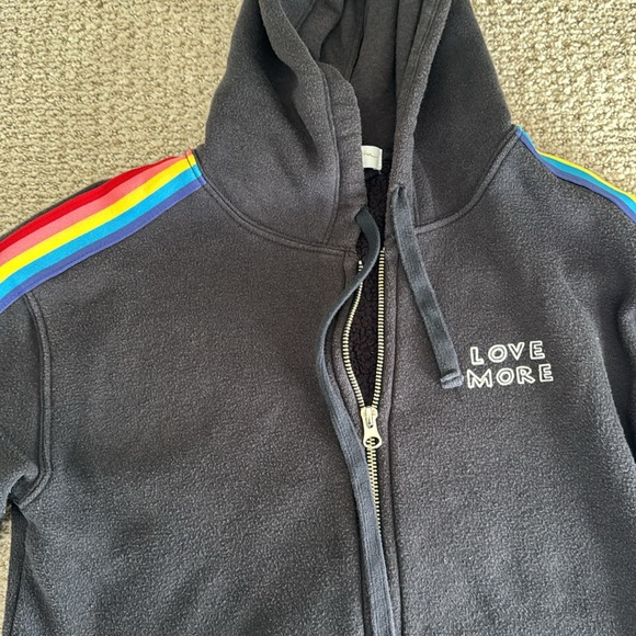 Spiritual Gangster Rainbow Stripe Love More Zip-Up Sweatshirt Hoodie - Picture 6 of 7